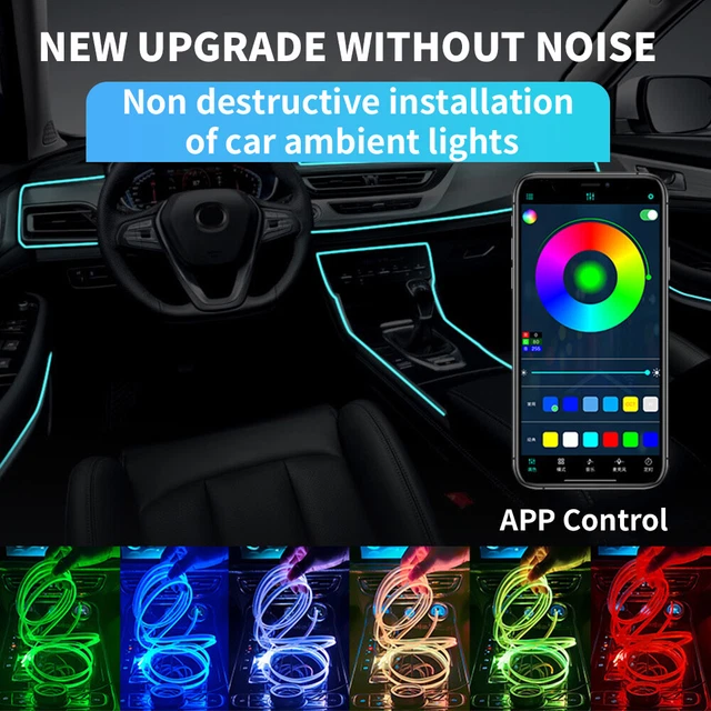 Lumière ambiante RGB-2M | Fibre optique simple face | Bande LED multicolore | Fil électrique Lumière ambiante RGB-2M | Fibre optique simple face | Bande LED multicolore | Fil électrique