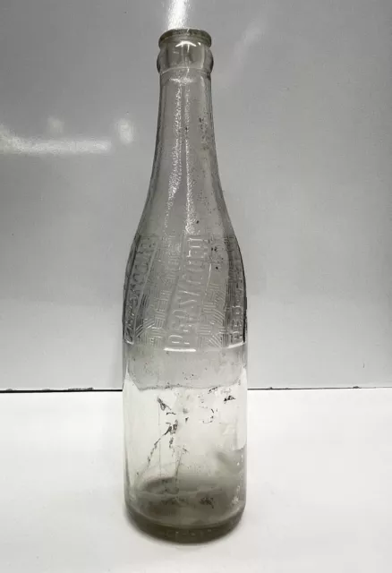 1944 PEPSI COLA Duraglas Embossed Weave Clear Bottle 12 Ounce 