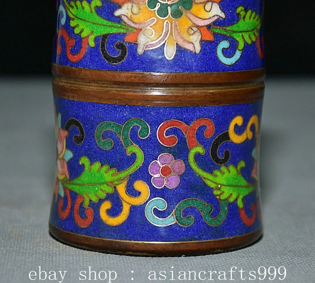 4" Qianlong Marked Chinese Cloisonne Enamel Bronze Flower Bamboo Shape Brush Pot 3