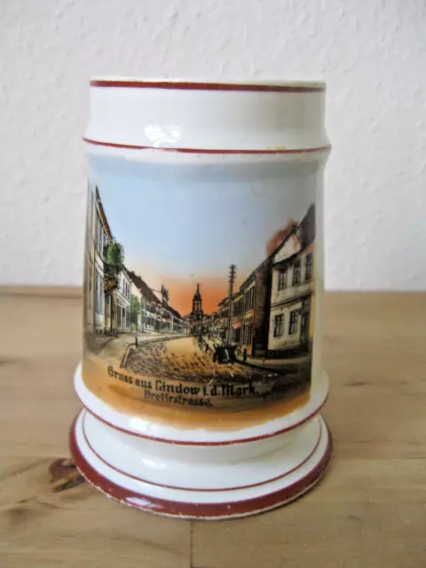 alter andenken porzellan bierkrug krug ansicht lindow i. d. mark rheinsberg 1900