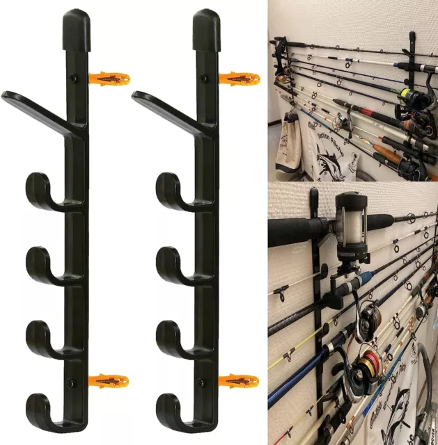 DURABLE FISHING ROD Wall Mount Rack with Reliable Silicone Clamp