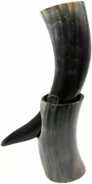 Rj.Artis Natural Viking Drinking Horn Stand Authentic Norse Drinking Beer Horn