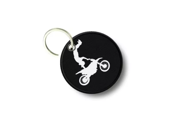 Porte cles clé clefs rond imprime double face figure moto biker cross motocross