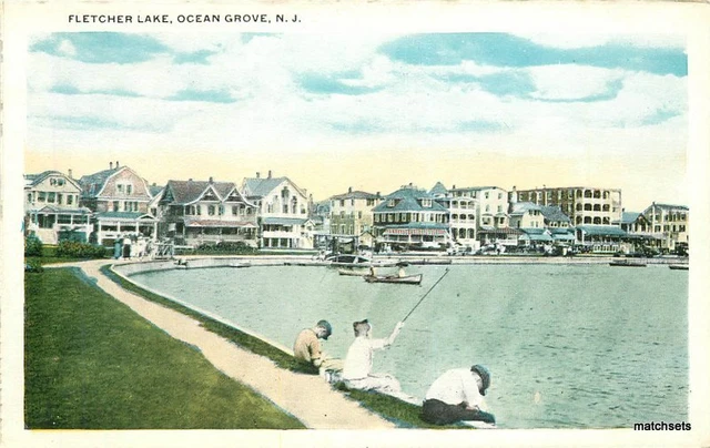 1920s Ocean Grove New Jersey Fletcher Lake Union News postcard 9708