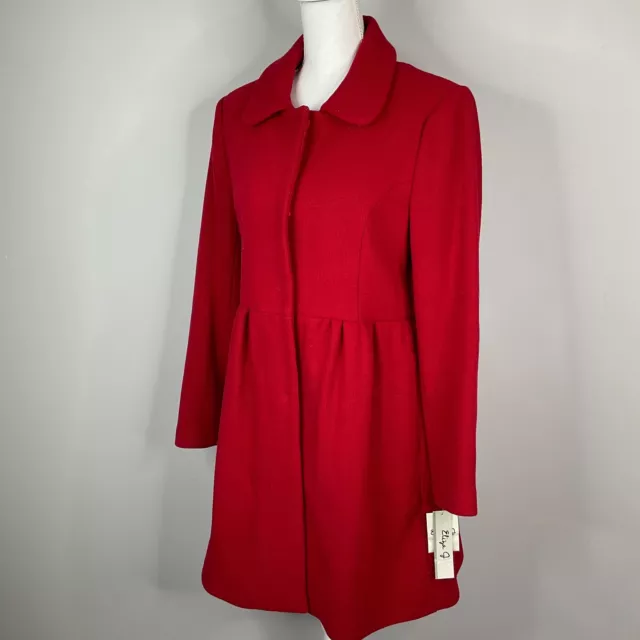 Eliza J Coat Wool Blend Red Red Womens Medium Snap Button Pockets 3