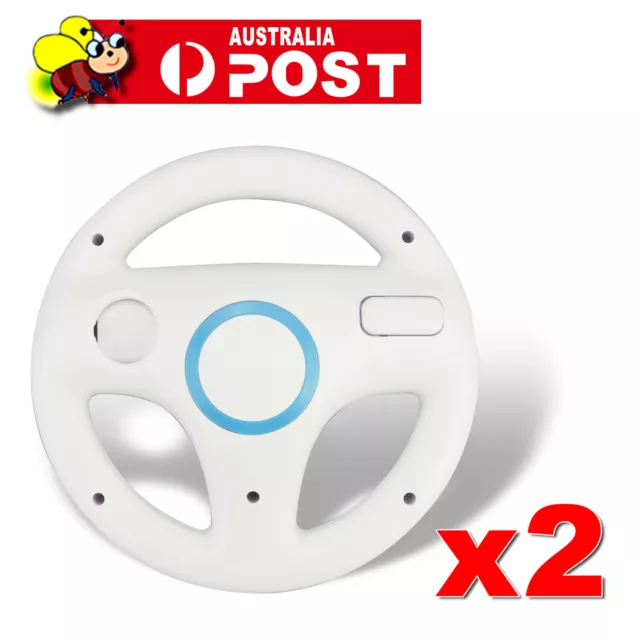 2x White Wii Racing Steering Wheel for Nintendo Wii U Wii Remote Controller AU