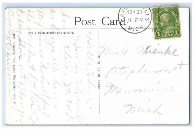 1939 The Falls Bridge Houses Scene Crystal Falls Michigan MI Posted Postcard 2