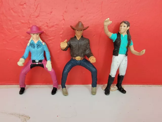 3 SCHLEICH COWBOY Cowgirl 2015 Rodeo Figure Loose 3.25" World Team Roping