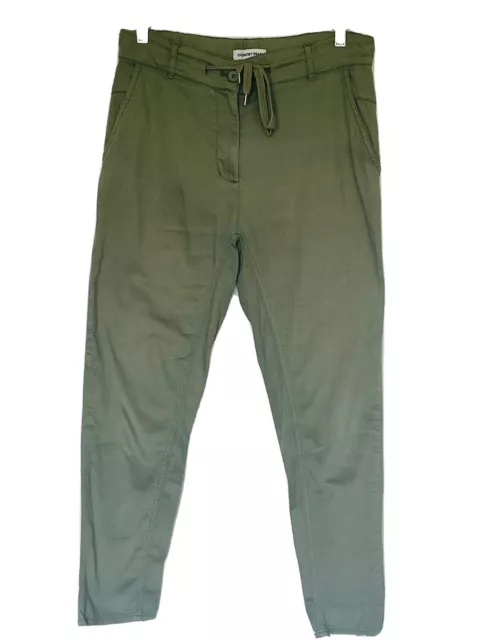 Country Road Size 4 Womens Pants Relaxed Cotton Pockets Khaki Green Belted