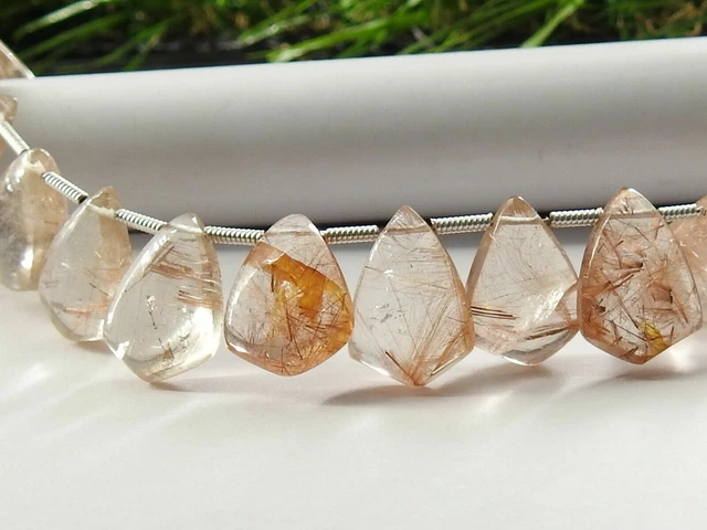 Cerf-volant lisse en quartz rutile doré, briolette, larme, paires de...