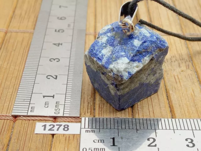 Pendentif LAPIS LAZULI brut + cordon reglable - mineraux reiki collier pierre