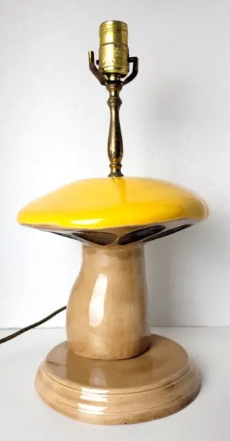 Vintage 1970 Ceramic Mushroom Electric  Table Lamp  16" Tall to Socket
