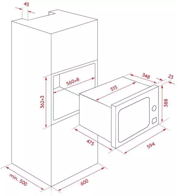 Casa 25L Built-In Wall Convection Microwave BMIC25CA 3