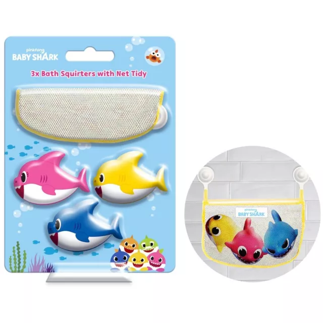 Baby Shark Bath Water Squirters Toys with Net Tidy Set Fun Bath time for Kids