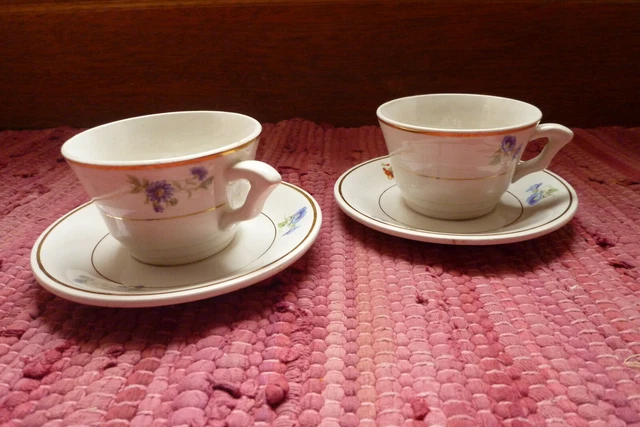2 tasses à café avec soucoupes Moulin des loups et Orchies Lorraine