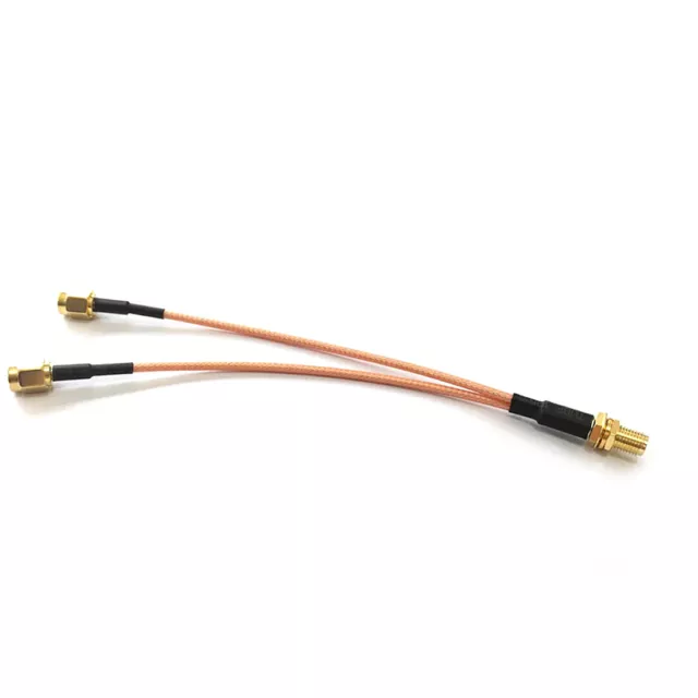 SMA female to 2X RP SMA plug coaxial cable Y type splitter pigtail RG316 15cm