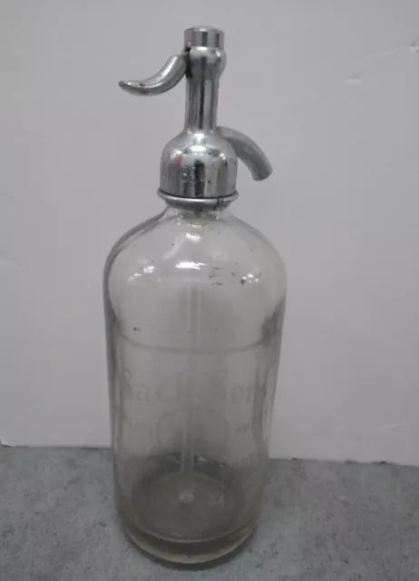 Antique Glass and Metal Seltzer Bottle