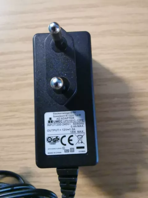Original Stecker-Netzteil für Speedport W 723V Trafo Netzgerät Adapter 12V 1,5A