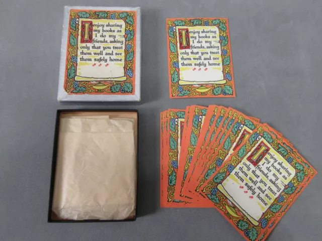 Vtg Antioch Bookplates Partial Box Of 36 Gummed Labels Enjoy Sharing My Books