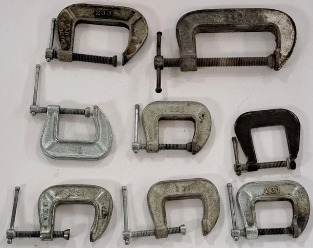 Assorted Lot Pony Wilton & Cincinnati Tool Adjustable C-Clamps Steel *Lot Of 8*