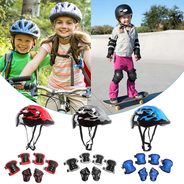 7pcs Kids Protective Gear Kit Helmet Knee Wrist Elbow Pad for Skateboard Bike