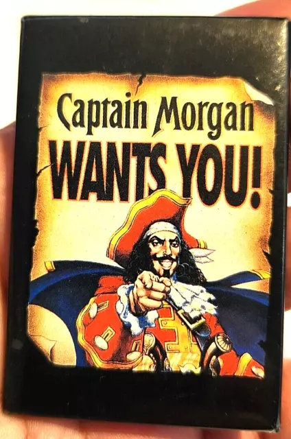 Vintage CAPTAIN MORGAN WANTS YOU rectangular Pinback