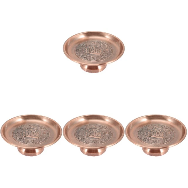 Set of 4 Zinc Alloy Lotus Fruit Plate Blessing Plates Buddha Offering Bowl