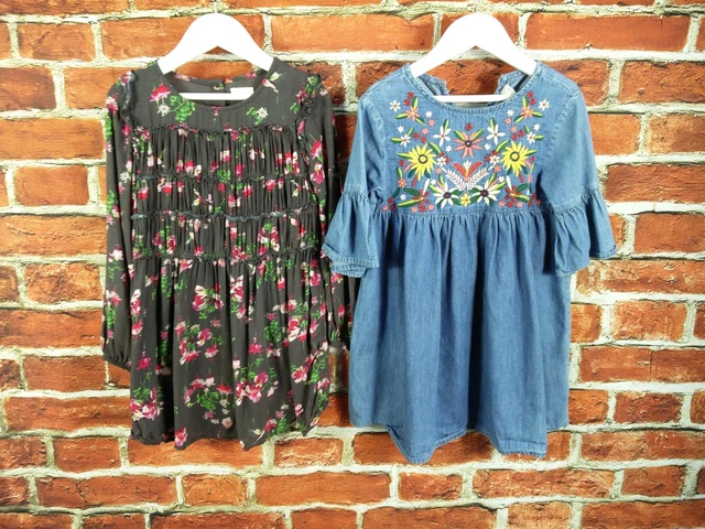 Girls Bundle 6 Years Zara Next Denim Embroidered Floral Pretty Dress Set 116Cm