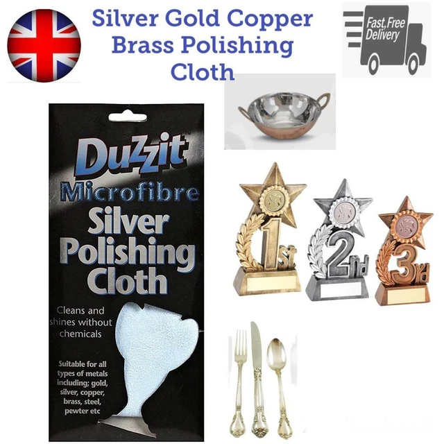 DUZZIT MICROFIBRE SILVER Polishing Cloth Cleaning Cloth Metal Gold