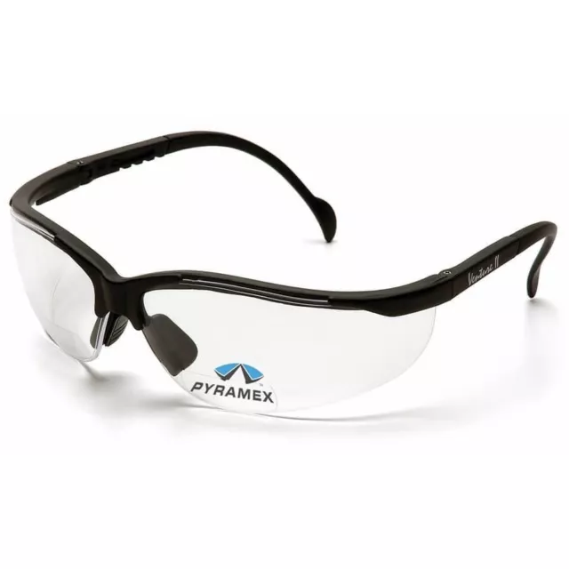 Pyramex V2 Reader Bifocal Safety Glasses Black Frame Clear Lens ANSI Z87.1+