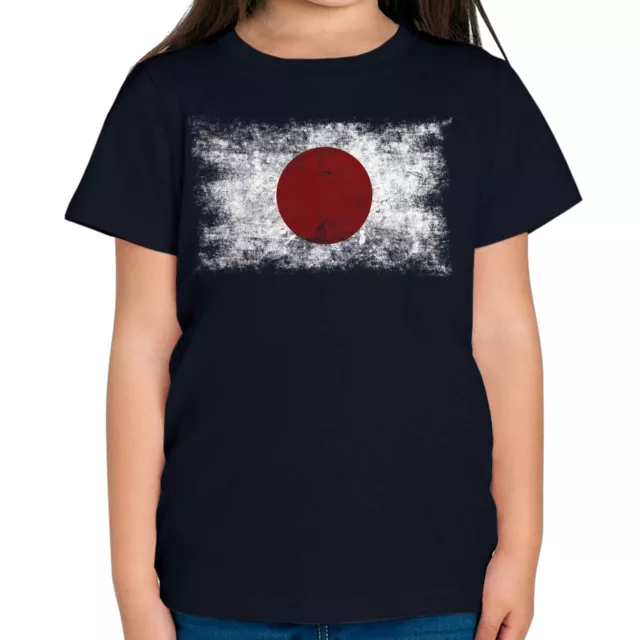 Japan Distressed Flag Kids T-Shirt Top Nihon Japanese Nippon Shirt Football