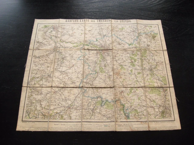 ALTE LANDKARTE RADFAHR Karte der Umgebung von Leipzig um 1900 auf