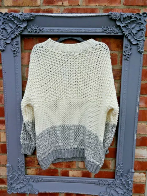 Maglione lavorato a maglia nuovo con etichette Topshop bellissimo grigio crema grossa taglia xs/s 4 6 8