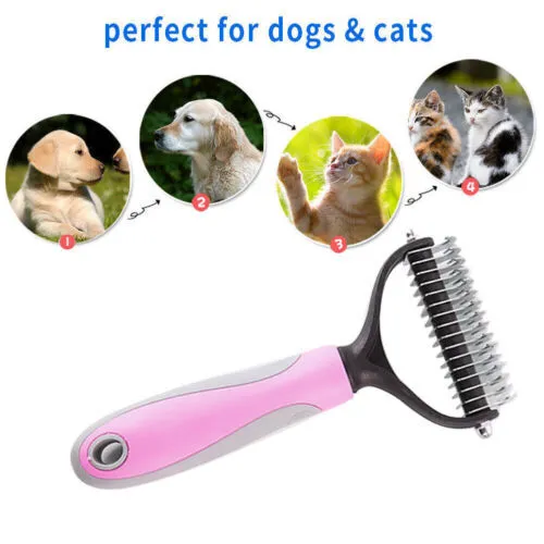 Professional 2 Sided Undercoat Dog Cat Shedding Comb Brush Pet Grooming Tool 3