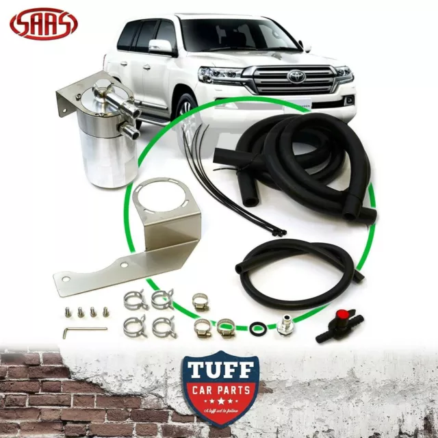 SAAS Polished Oil Catch Can + Fitting Kit To Suit Toyota Landcruiser 200 Series