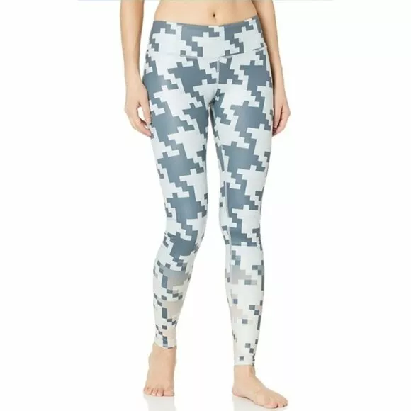Alo Yoga Slate Pixel Houndstooth Pattern Leggings size XS Gray Cream