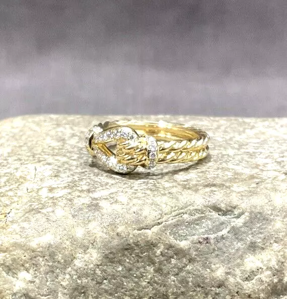 David Yurman 18k Gold & Diamond Thoroughbred Loop Ladies Ring Size 7