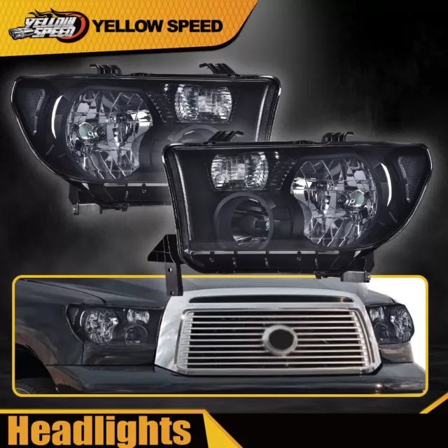 Fit For Toyota 2007-2013 Tundra 2008-2017 Sequoia Chrome Headlights Left+Right