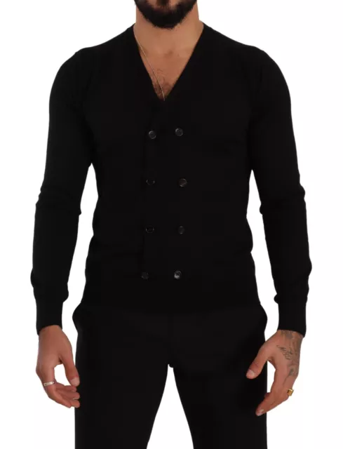 DOLCE & GABBANA Sweater Black Cashmere Button Down Cardigan IT50/ US40 / L
