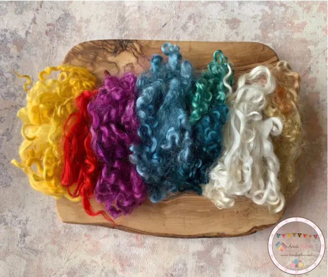 Heidifeathers® Curly Felting Wool Mix - 7 Colors Wool Locks, Teswater Locks