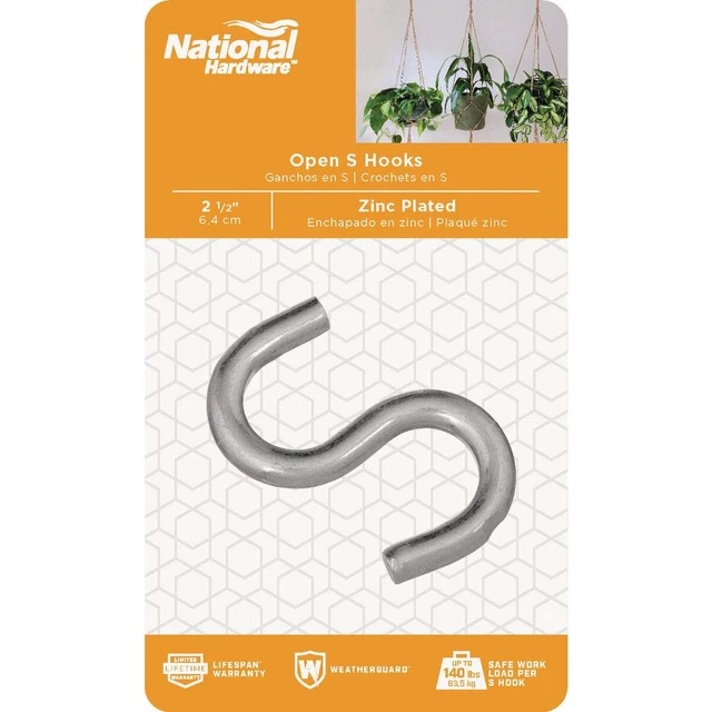 National 2-1/2 In. Zinc Heavy Open S Hook N121715 National N121715 038613121713 2