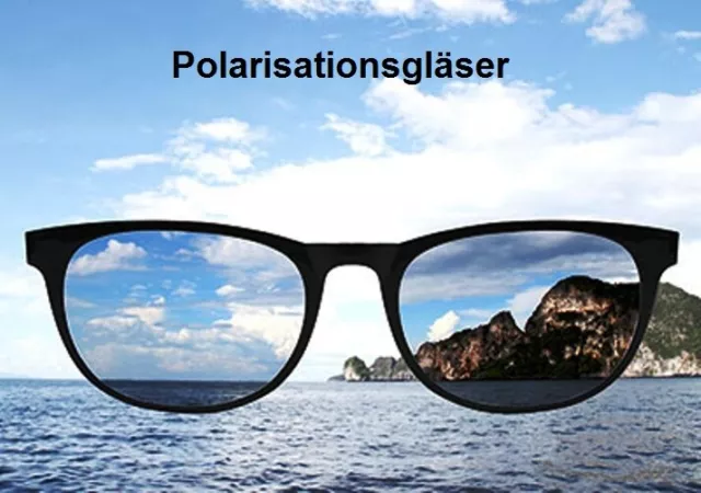 2 Brillengläser Kunststoff 1,5/1,50 mit POLFILTER mit R - Superentspiegelung