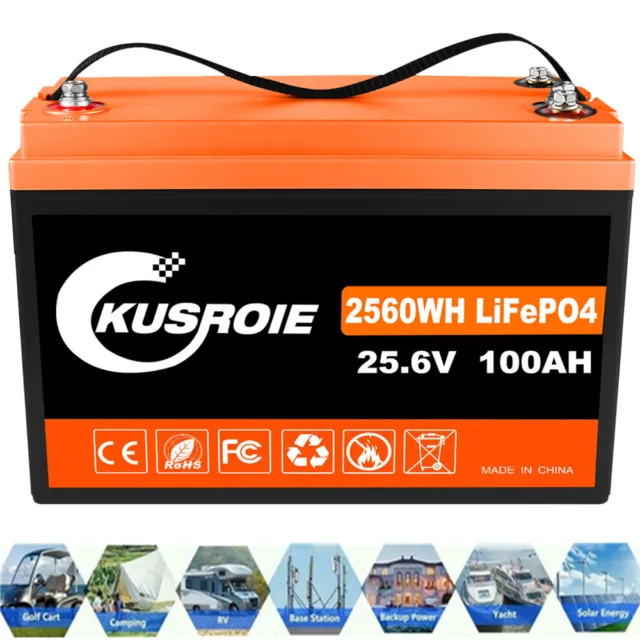Kusroie 12V 24V LiFePO4 Akku 50Ah 100Ah 200Ah 300Ah Lithium Batterie für  Solar