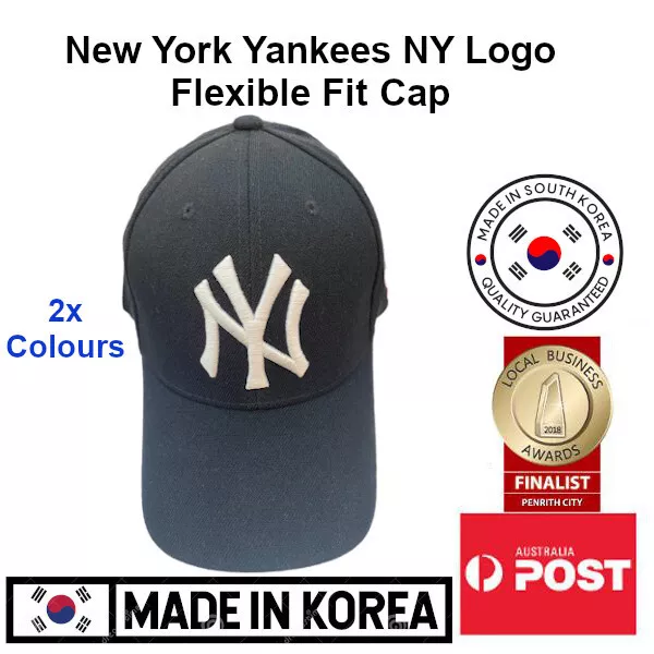 New York Yankees MLB Team NY Logo Flexible Flex Fit Cap Made in KOREA