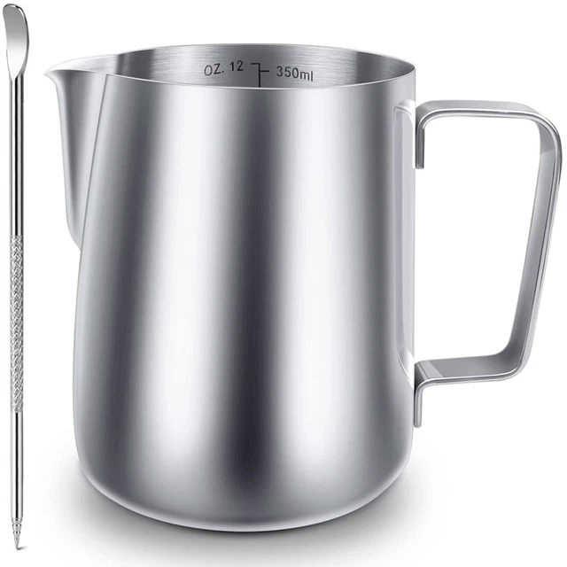 Stainless Steel Milk Frothing Pitcher 12 oz, Espresso Steaming Pitche...