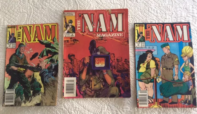 1988 The Nam (1) Magazine Vol 1, No 2, Comic Books (2)Vol 1, No 14,15 Vg Cond.