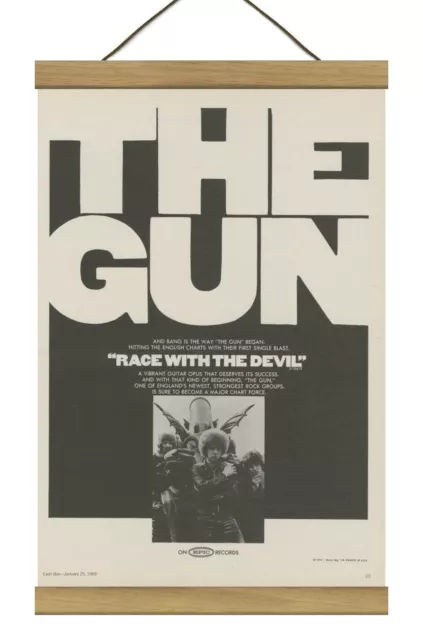 Rare The Gun "Race With The Devil" Original Promo Ad, Mounted w/Magnetic Frame