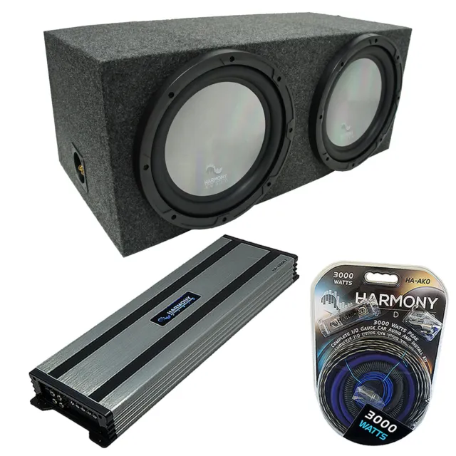 Universal Car Stereo Rearfire Sealed Dual 15" Harmony A152 Sub Box & HA-A1500.1