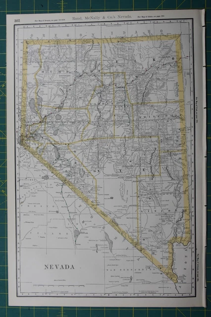 Nevada Rand McNally Antique Vintage 1892 World Business Atlas Map
