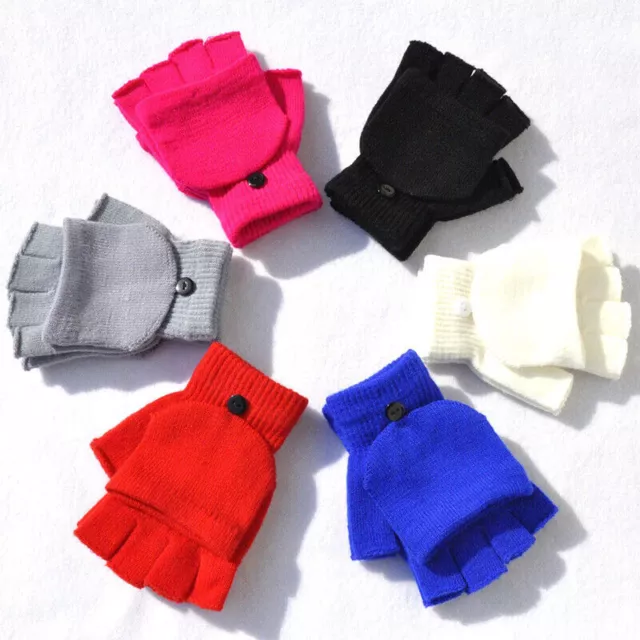 Gants thermiques tricotés sans doigts, chauds d'hiver, demi-doigts pour...